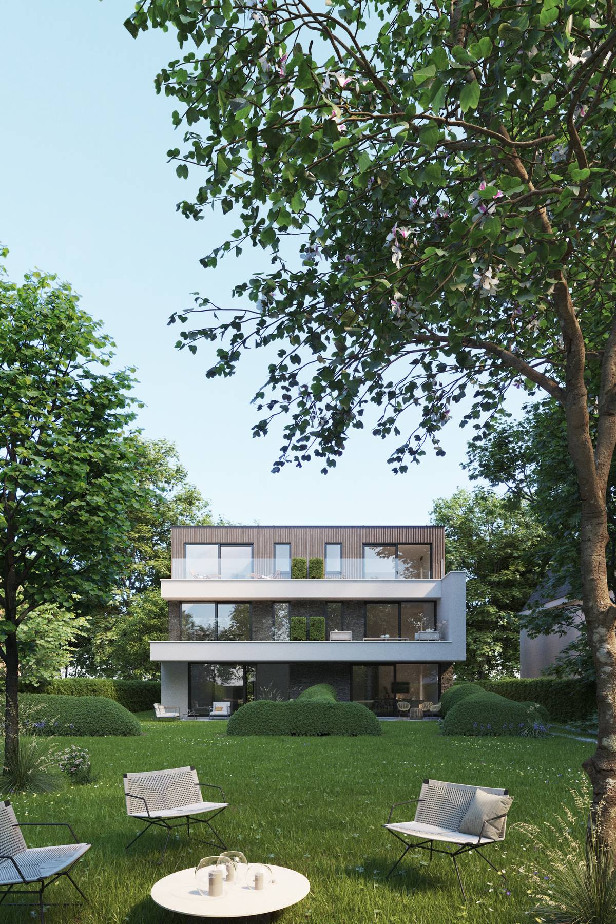 Gemeenschappelijke aangelegde tuin van Residentie Gouwberg